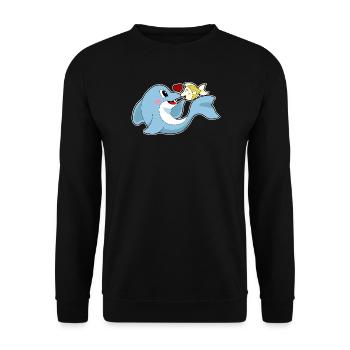Delfin Fisch - Unisex Pullover - Schwarz - Vorne - Alina (178cm) & Michal (187cm)