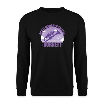 Kornett Musikerin Instrument Mädchen Geschenk - Unisex Pullover - Schwarz - Vorne - Alina (178cm) & Michal (187cm)