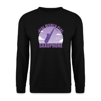 Saxophon Instrument Musikerin Mädchen Geschenk - Unisex Pullover - Schwarz - Vorne - Alina (178cm) & Michal (187cm)