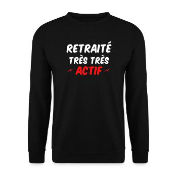 Retraite et Activité Dinamique - Sweat-shirt Unisexe - noir - Devant - Alina (178cm) & Michal (187cm)