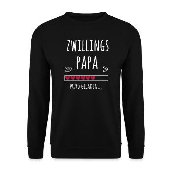 werdender Papa Zwillinge Schwangerschaft Geschenk - Unisex Pullover - Schwarz - Vorne - Alina (178cm) & Michal (187cm)