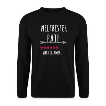 Weltbester Pate Ankündigung Schwangerschaft Baby - Unisex Pullover - Schwarz - Vorne - Alina (178cm) & Michal (187cm)