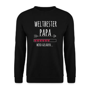 Weltbester Papa Ankündigung Schwangerschaft Baby - Unisex Pullover - Schwarz - Vorne - Alina (178cm) & Michal (187cm)