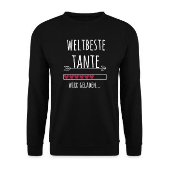 Weltbeste Tante Ankündigung Schwangerschaft - Unisex Pullover - Schwarz - Vorne - Alina (178cm) & Michal (187cm)