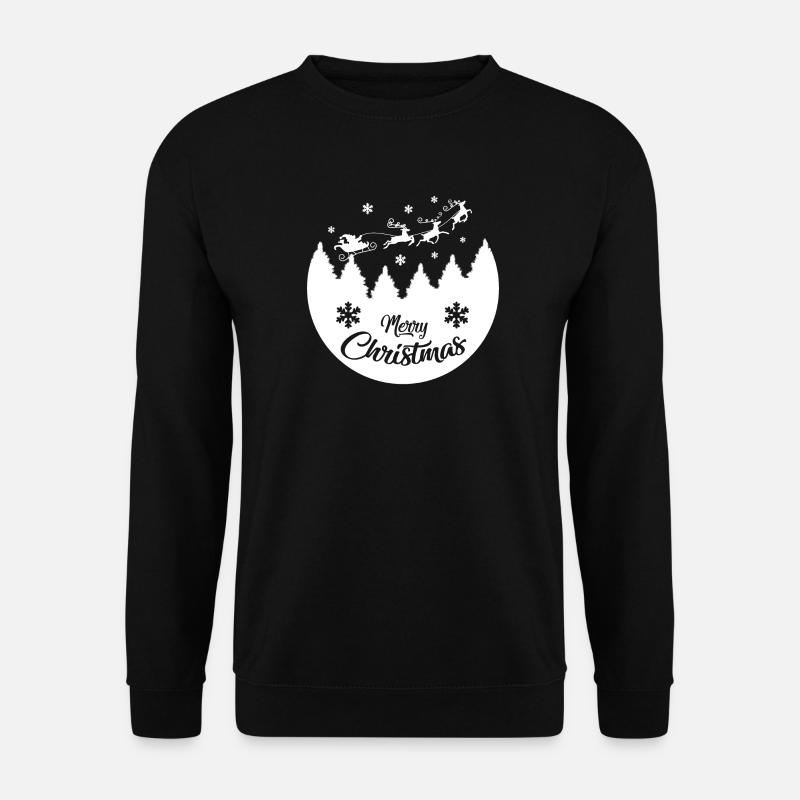 Frohe Weihnachten - Der Weihnachtsmann und seine Rentiere - Unisex Pullover - Schwarz