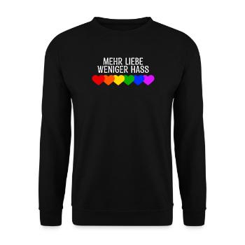 Liebe Herz Lgbt Homo Regenbogen Menschenrechte - Unisex Pullover - Schwarz - Vorne - Alina (178cm) & Michal (187cm)