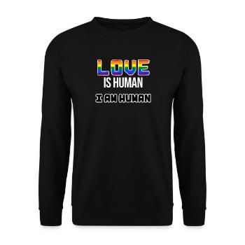Regenbogen Liebe Lgbt Statement Transgender Gay - Unisex Pullover - Schwarz - Vorne - Alina (178cm) & Michal (187cm)