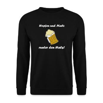 Hopfen und Malz Bierlogo Motiv - Unisex Pullover - Schwarz - Vorne - Alina (178cm) & Michal (187cm)
