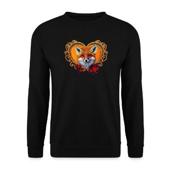 Wunderbarer Fuchskopf mit Herz - Unisex Pullover - Schwarz - Vorne - Alina (178cm) & Michal (187cm)