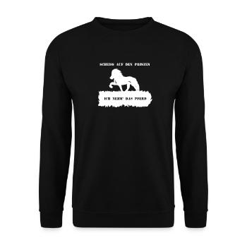 Spruch 6 mit Pferd 1 weiß - Unisex Pullover - Schwarz - Vorne - Alina (178cm) & Michal (187cm)