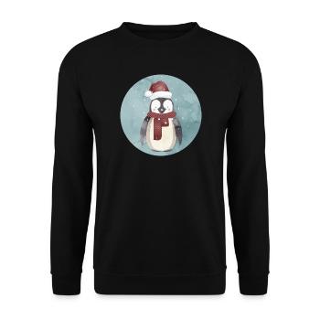 cute Santa Claus penguin for Christmas - Unisex Sweatshirt - black - Front - Alina (178cm) & Michal (187cm)