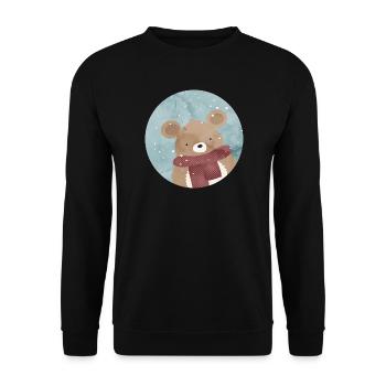 zuckersüßer goldiger Bär im Winter wenn es schneit - Unisex Pullover - Schwarz - Vorne - Alina (178cm) & Michal (187cm)