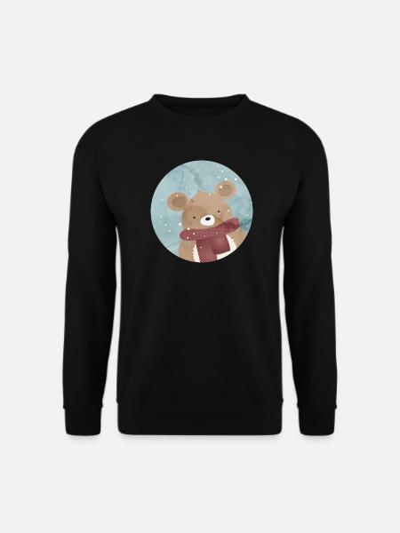 zuckersüßer goldiger Bär im Winter wenn es schneit - Unisex Pullover - Schwarz