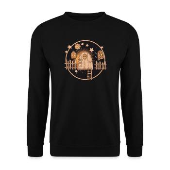 The magic of the elves' door at Christmas - Unisex Sweatshirt - black - Front - Alina (178cm) & Michal (187cm)