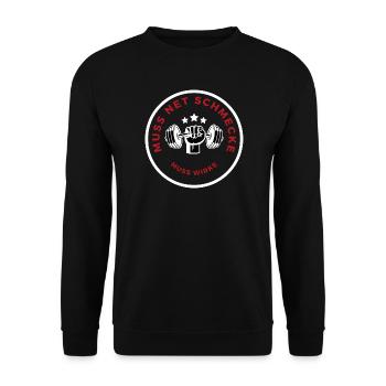 Muss net schmecke, muss wirke! - Unisex Pullover - Schwarz - Vorne - Alina (178cm) & Michal (187cm)