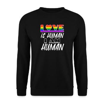 Human Rights Lgbt Love Heart Statement Homo - Unisex Sweatshirt - black - Front - Alina (178cm) & Michal (187cm)
