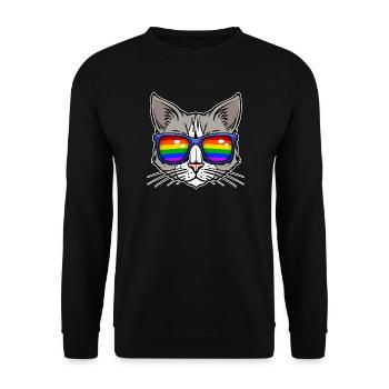 Lesbian Bisexual Relationship Cool Lgbt Cat - Unisex Sweatshirt - black - Front - Alina (178cm) & Michal (187cm)
