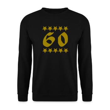 outfit Geburtstag, 60 goldgelb sternenmuster - Unisex Pullover - Schwarz - Vorne - Alina (178cm) & Michal (187cm)