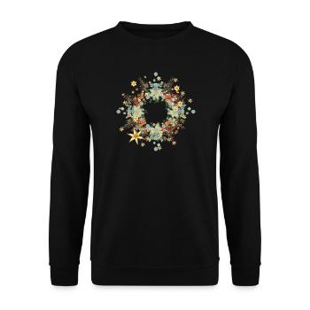 weihnachtlicher Rahmen aus Grünzeug und Süßem - Unisex Pullover - Schwarz - Vorne - Alina (178cm) & Michal (187cm)