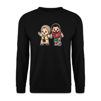 Moroccan player with his mother Morocco Football Gift - Unisex Sweatshirt - black - Front - Alina (178cm) & Michal (187cm)