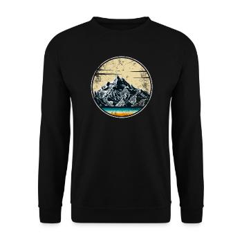 Alpines Sonnenuntergangspanorama - Unisex Pullover - Schwarz - Vorne - Alina (178cm) & Michal (187cm)