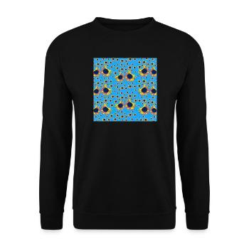 coole blumenmuster, tolles sonnenblumenmuster - Unisex Pullover - Schwarz - Vorne - Alina (178cm) & Michal (187cm)