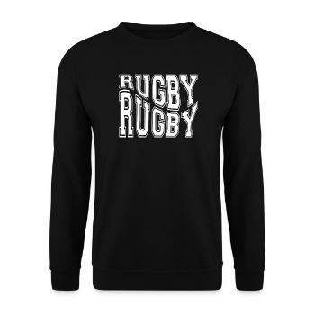 Rugby, Rugby-Sport, Rugby-Humor - Unisex Pullover - Schwarz - Vorne - Alina (178cm) & Michal (187cm)