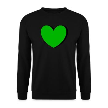 Grünes Herz grün Geschenk  - Unisex Pullover - Schwarz - Vorne - Alina (178cm) & Michal (187cm)