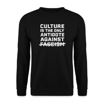 Kultur gegen Faschismus - Unisex Pullover - Schwarz - Vorne - Alina (178cm) & Michal (187cm)