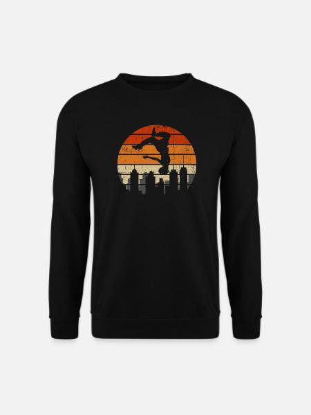 Sunset Acrobat Over City Skyline - Unisex Sweatshirt - black