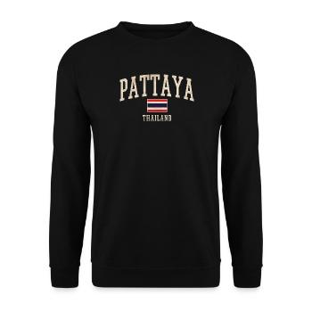 Pattaya Thailand Vintage Script - Unisex Pullover - Schwarz - Vorne - Alina (178cm) & Michal (187cm)