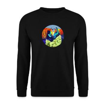 Couple de chevaux Popart cercle design - Sweat-shirt Unisexe - noir - Devant - Alina (178cm) & Michal (187cm)