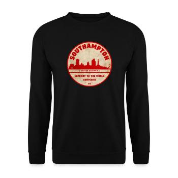 Southampton Skyline Badge - Unisex Sweatshirt - black - Front - Alina (178cm) & Michal (187cm)