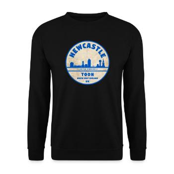 Newcastle Toon Skyline Abzeichen - Unisex Pullover - Schwarz - Vorne - Alina (178cm) & Michal (187cm)