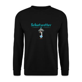 Schietwetter Möwe. Maritime Kleidung - Unisex Pullover - Schwarz - Vorne - Alina (178cm) & Michal (187cm)