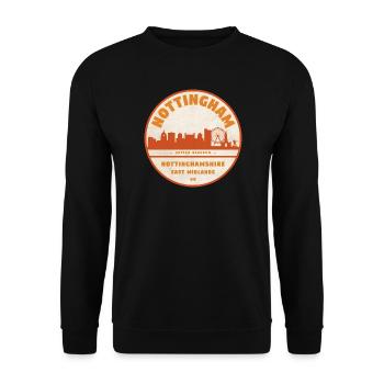 Nottingham Skyline Badge - Unisex Pullover - Schwarz - Vorne - Alina (178cm) & Michal (187cm)