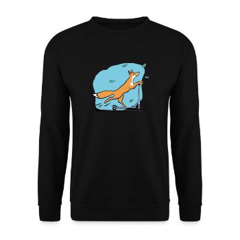 Fuchs mit Roller - Unisex Pullover - Schwarz - Vorne - Alina (178cm) & Michal (187cm)