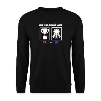 Schwangerschaft Schwanger Familie Eltern Statement - Unisex Pullover - Schwarz - Vorne - Alina (178cm) & Michal (187cm)