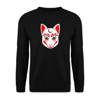 japanische outfits unisex, kitsune maske - Unisex Pullover - Schwarz - Vorne - Alina (178cm) & Michal (187cm)