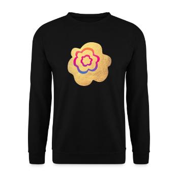 Farbverlauf Blume Gold Yoga Meditation Namaste Om - Unisex Pullover - Schwarz - Vorne - Alina (178cm) & Michal (187cm)