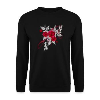 Bouquet argenté de la Saint-Valentin avec des roses - Sweat-shirt Unisexe - noir - Devant - Alina (178cm) & Michal (187cm)