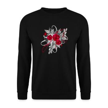 Composition argentée de la Saint-Valentin avec des roses - Sweat-shirt Unisexe - noir - Devant - Alina (178cm) & Michal (187cm)