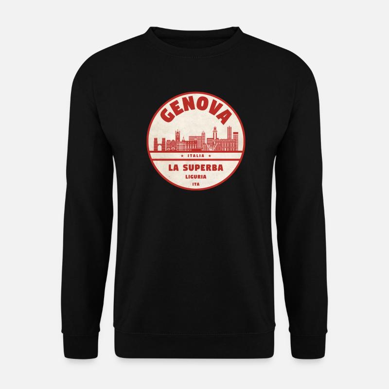 Genua Italia Vintage Stadtpanorama - Unisex Pullover - Schwarz