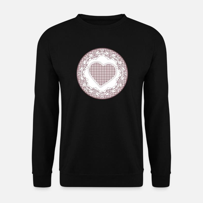 Nostalgie Tortenspitze Etikett in Altrosa mit Herz - Unisex Pullover - Schwarz