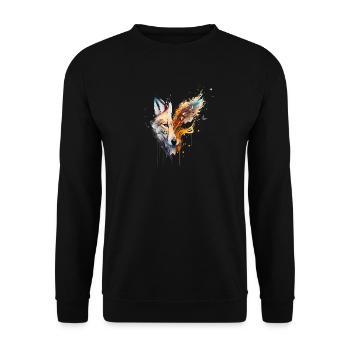 Schöner Fuchskopf der vom Wind verweht wird - Unisex Pullover - Schwarz - Vorne - Alina (178cm) & Michal (187cm)