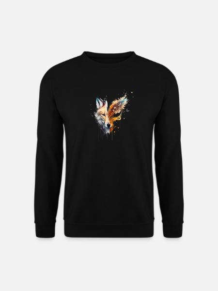 Schöner Fuchskopf der vom Wind verweht wird - Unisex Pullover - Schwarz