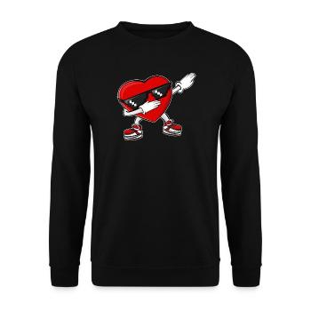 Dabbing Heart Valentine's Day - Unisex Sweatshirt - black - Front - Alina (178cm) & Michal (187cm)