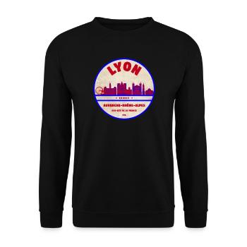 Écusson de la Skyline Vintage de Lyon - Sweat-shirt Unisexe - noir - Devant - Alina (178cm) & Michal (187cm)