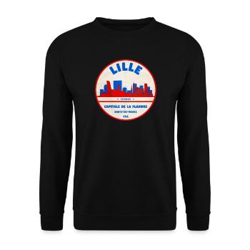 Lille Skyline Retro Badge - Unisex Sweatshirt - black - Front - Alina (178cm) & Michal (187cm)