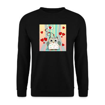 Valentine's Day Animals - Tea Bags Owls - Unisex Sweatshirt - black - Front - Alina (178cm) & Michal (187cm)
